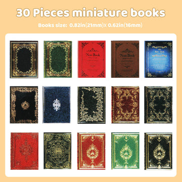 30 Pieces 1:12 Scale Miniatures Dollhouse Books Assorted Timeless Miniatures Books Mini Books Model Miniature Dollhouse Accessories Toy Supplies For Boys Girls Doll Houses(Vintage Style)