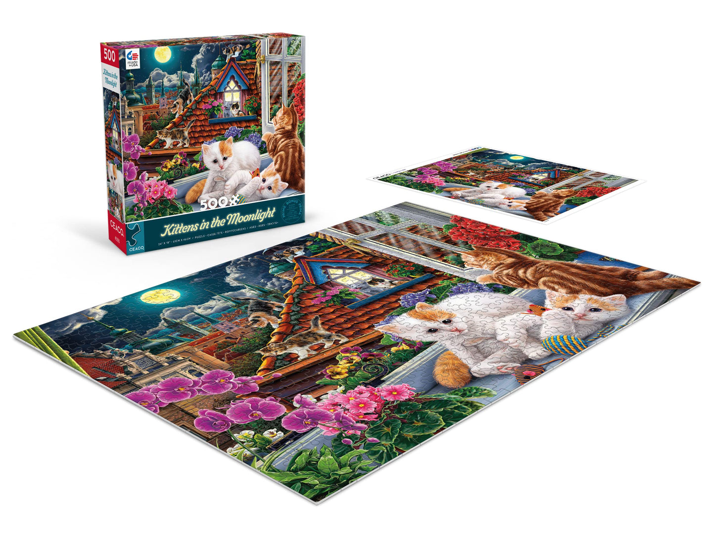 Ceaco - Harmony - Image World - Kittens In The Moonlight - 500 Piece Jigsaw Puzzle