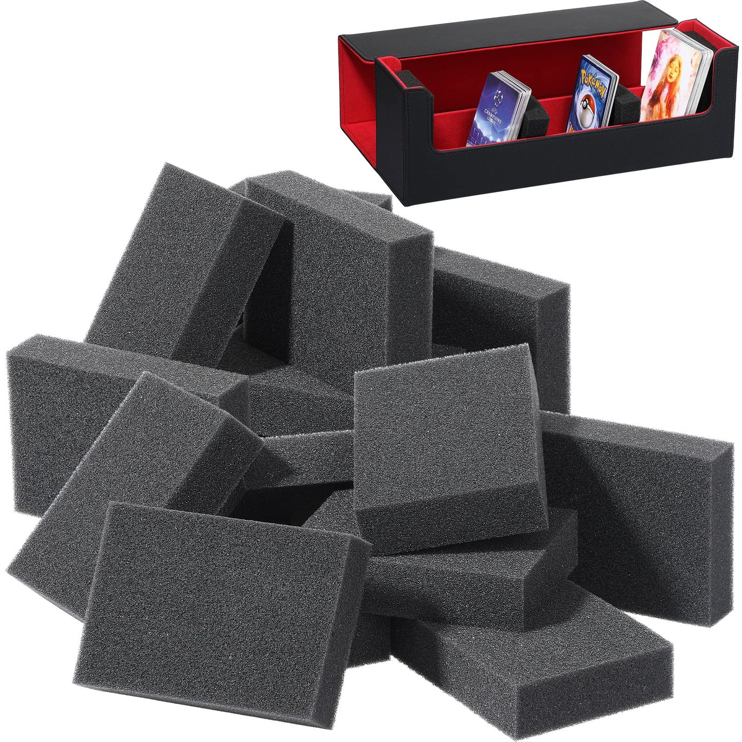 Card Dividers For Storage Boxes Trading Box Dividers Multifunction Card Sponge Shock Absorbing Sponge Suitable For Almost All Boxes To Fill Extra Space For Card Security, Black (80)