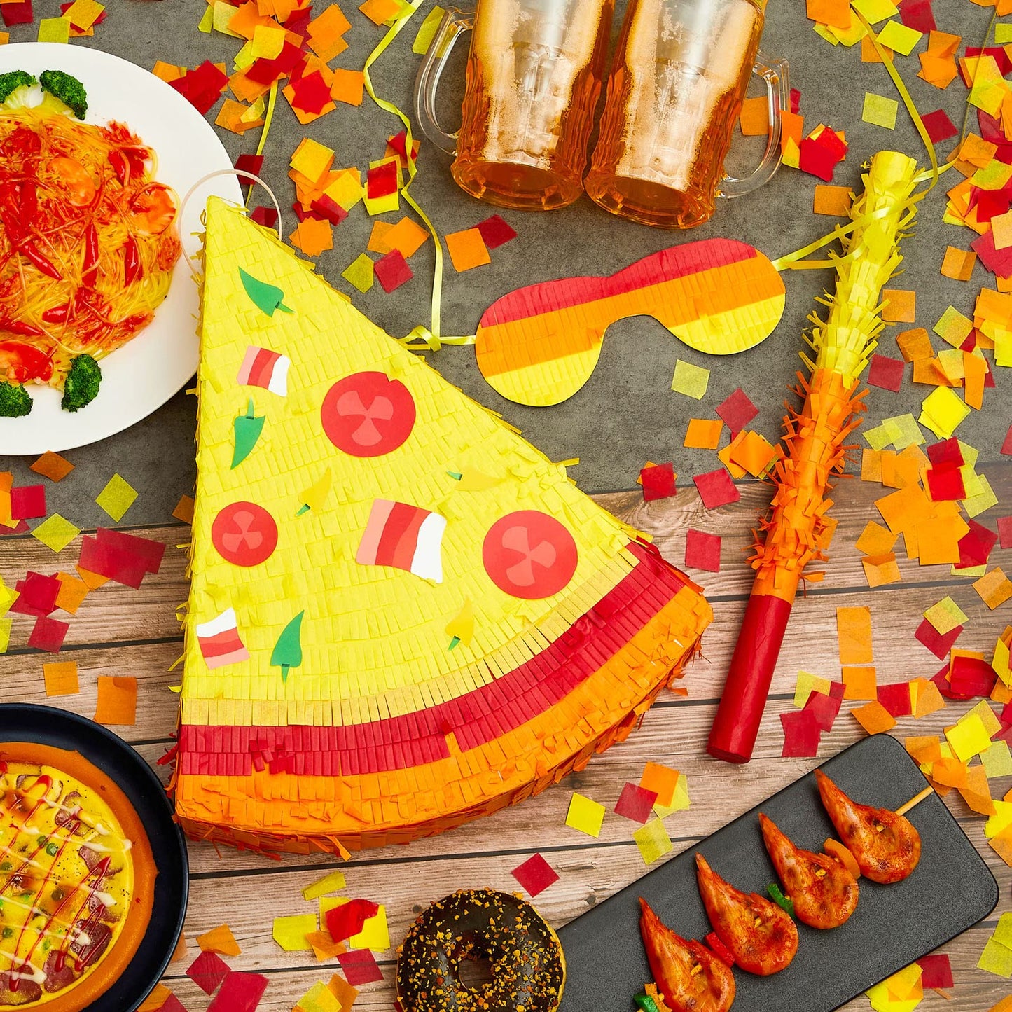 Lewtemi Pizza Piñata Pizza Party Favors Pizza Birthday Party Supplies With Stick Confetti And Blindfold Pizza Shower Theme Decorations For Pizza Supply