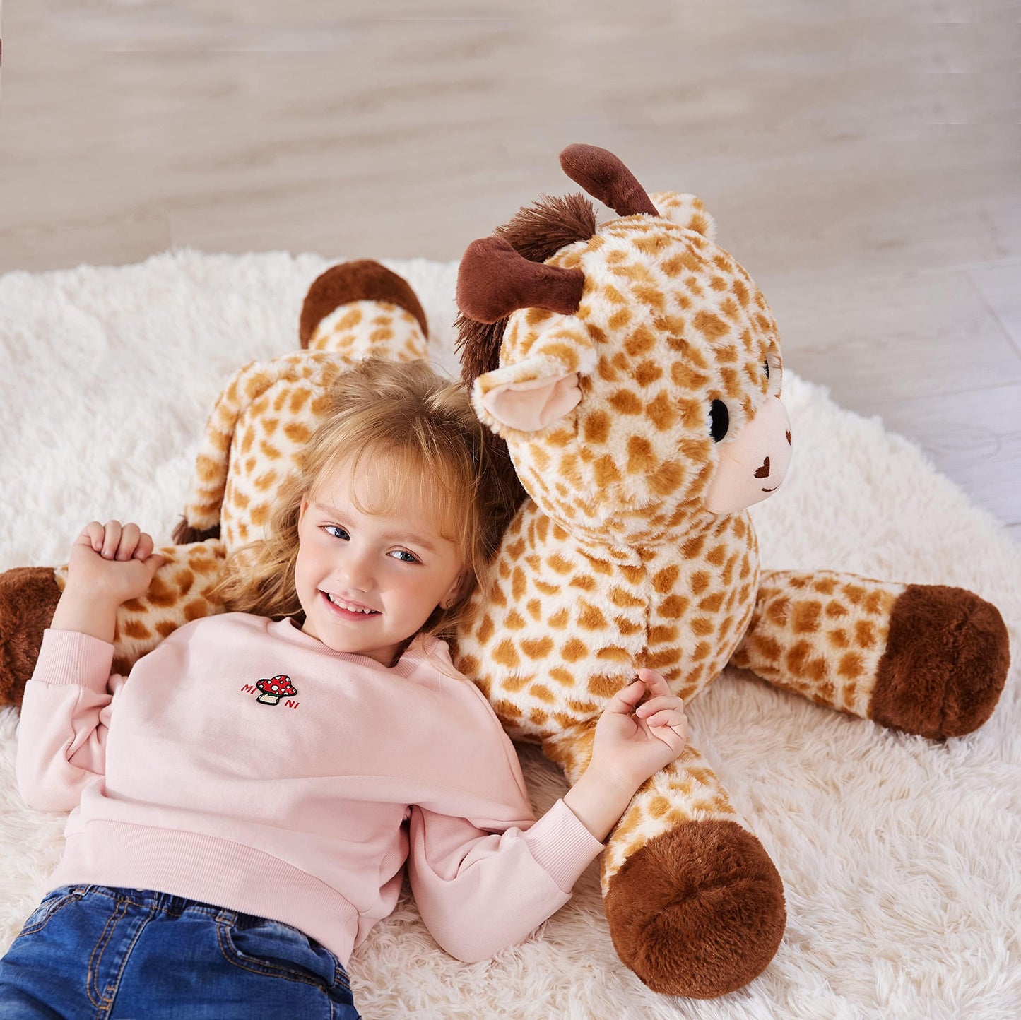 Ikasa Large Giraffe Stuffed Animal Plush Toys,Soft Toy 30' Giant Cute Huge Big Size Jumbo Kawaii Fluffy Plushy Fat Oversized Plushie,Gifts For Kids