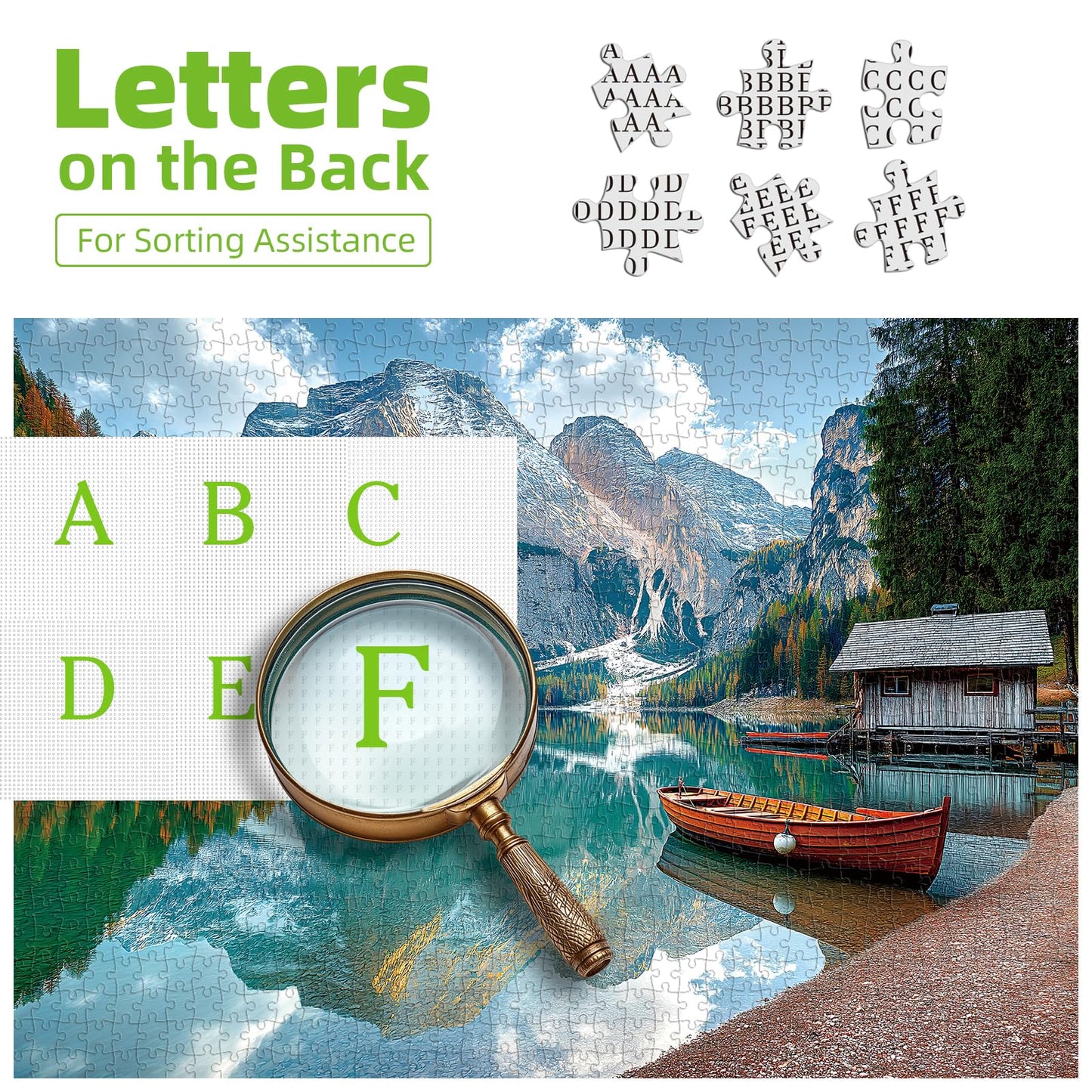 Braies Lake Jigsaw Puzzles 1000 Pieces Nature Landscape Puzzles For Adults 1000 Pieces With Letters On Back Hard Impossible Diff