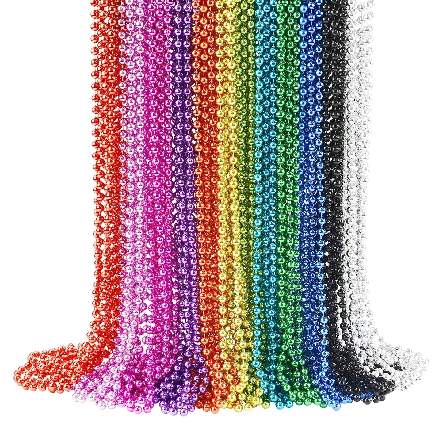 72 PCS Mardi Gras Beads Bulk, 33 Inch 7 mm Party Beads for Mardi Gras Party, Christmas Party, St. Patrick's Day, Party Favors, T