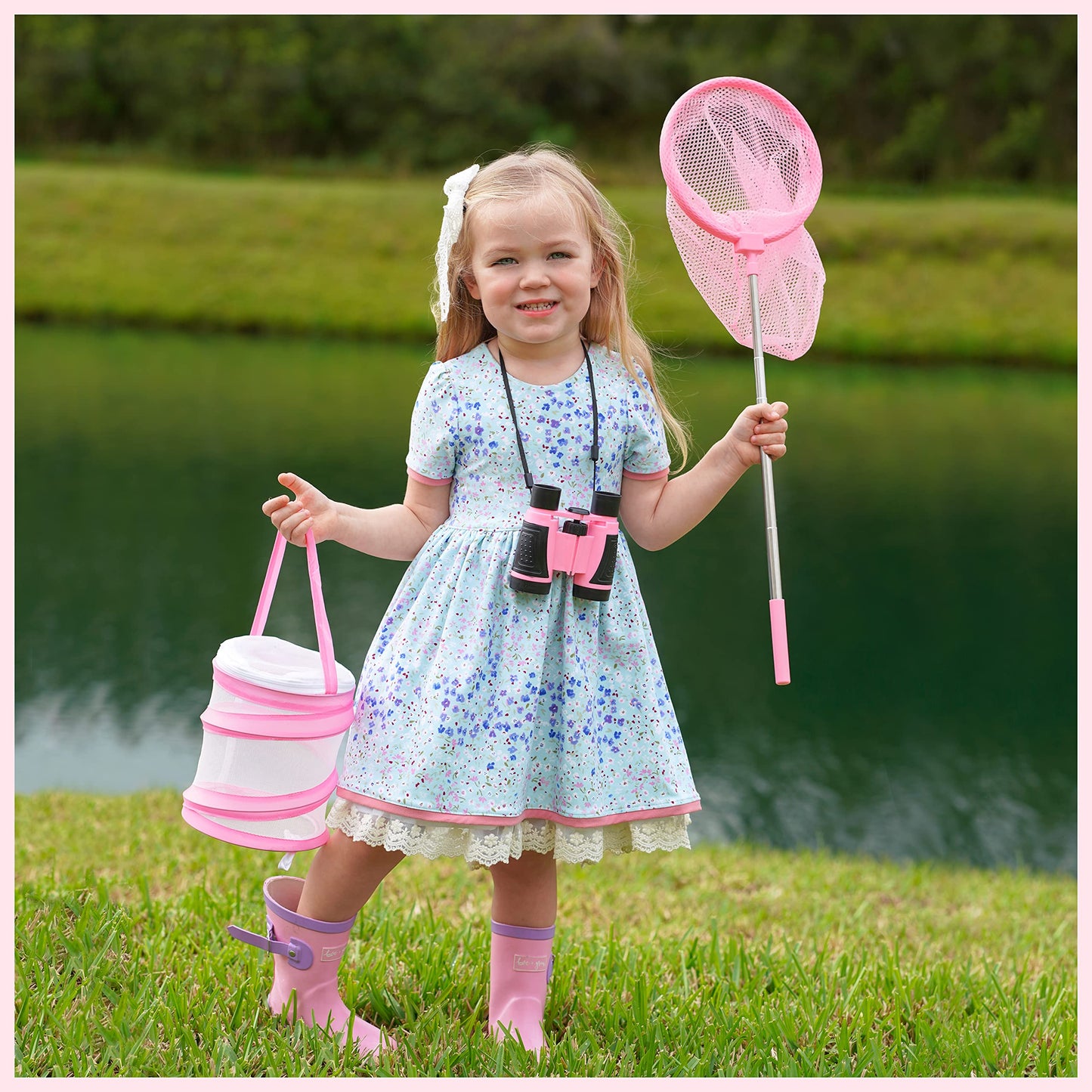Giftinbox Outdoor Explorer Kit & Bug Catcher Kit For Kids With Hat, Binocular, Butterfly Net, Whistle With Compass, Magnifying Glass, Bug Collector And Backpack Toy For Boys Girls 3-12 Years Old…