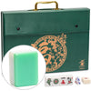 Yellow Mountain Imports Emerald Weave Chinese Mahjong Set, With 146 Large 1.6-Inch Tiles, Green Vinyl Case, Wind Indicator And D