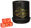 CHH Black Deluxe Dice Cup with 5 Standard Dice - Plastic, Model SS-CQG-7813, "Welcome To Las Vegas" Design