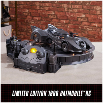 DC Comics Official 1989 Batmobile RC limited availability Batman Figure Limited Edition Collector's Item Smoke Effects Batcave Chargeable Base Ages 14+