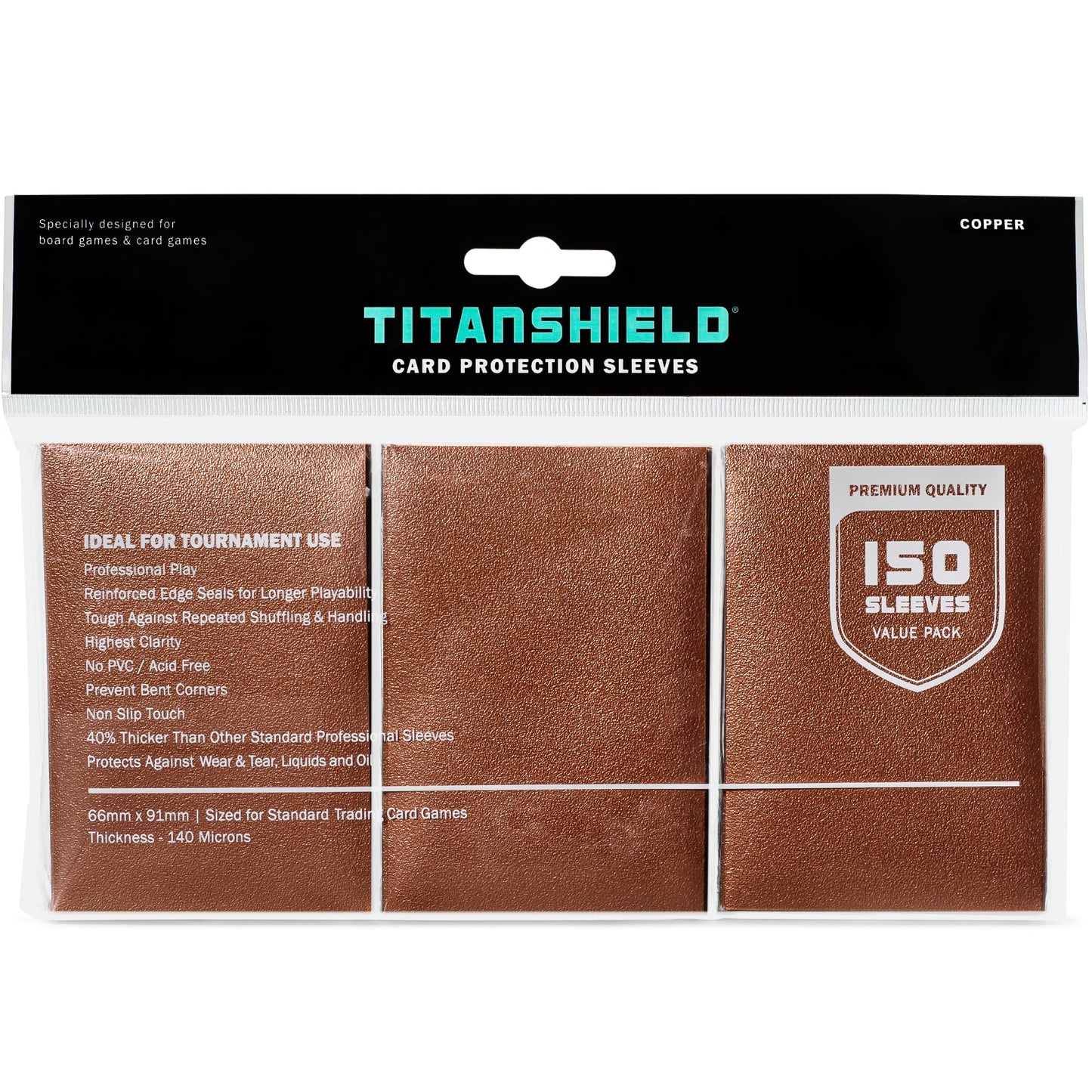 Titanshield (150 Copper Sleeves) Compatible With Mtg Magic The Gathering, Lorcana, Board Games And Trading Cards 2.5'' X 3.5'' 6