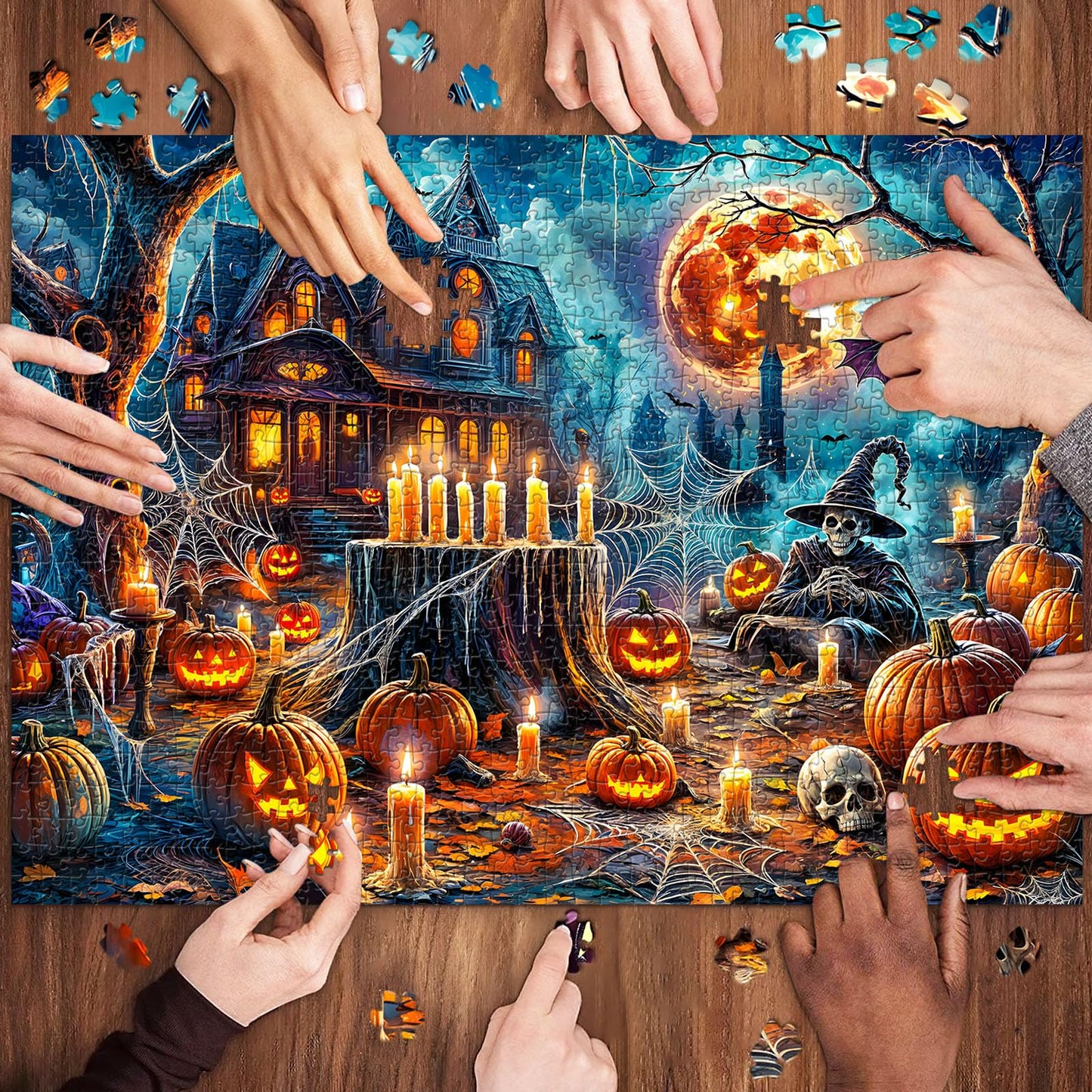 TangComplete - Halloween Party Puzzles for mature-themeds 1000 Piece Jigsaw Puzzles for mature-themeds mature-themed Challenging Game Toys Impossible Puzzle Family Decoration Puzzle