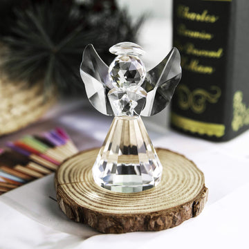Hdcrystalgifts 3Inch Crystal Guardian Angel Figurine Paperweight Decor Glass Angel Statue Ornaments Art Collectible Gift For Women (Clear)