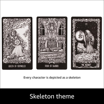 Darkside Skeleton Tarot Cards Deck With Qr Guide, Modern Aestetic 350 Gsm Durable Paper, Beginner Tarot Cards, No Brand Printing