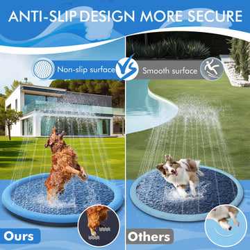 Yaungel Splash Pad For Dogs, 97In Non-Slip Sprinkler For 0.55Mm Thickened Durable And Foldable Dog Pool Inflatable Summer Outdoo