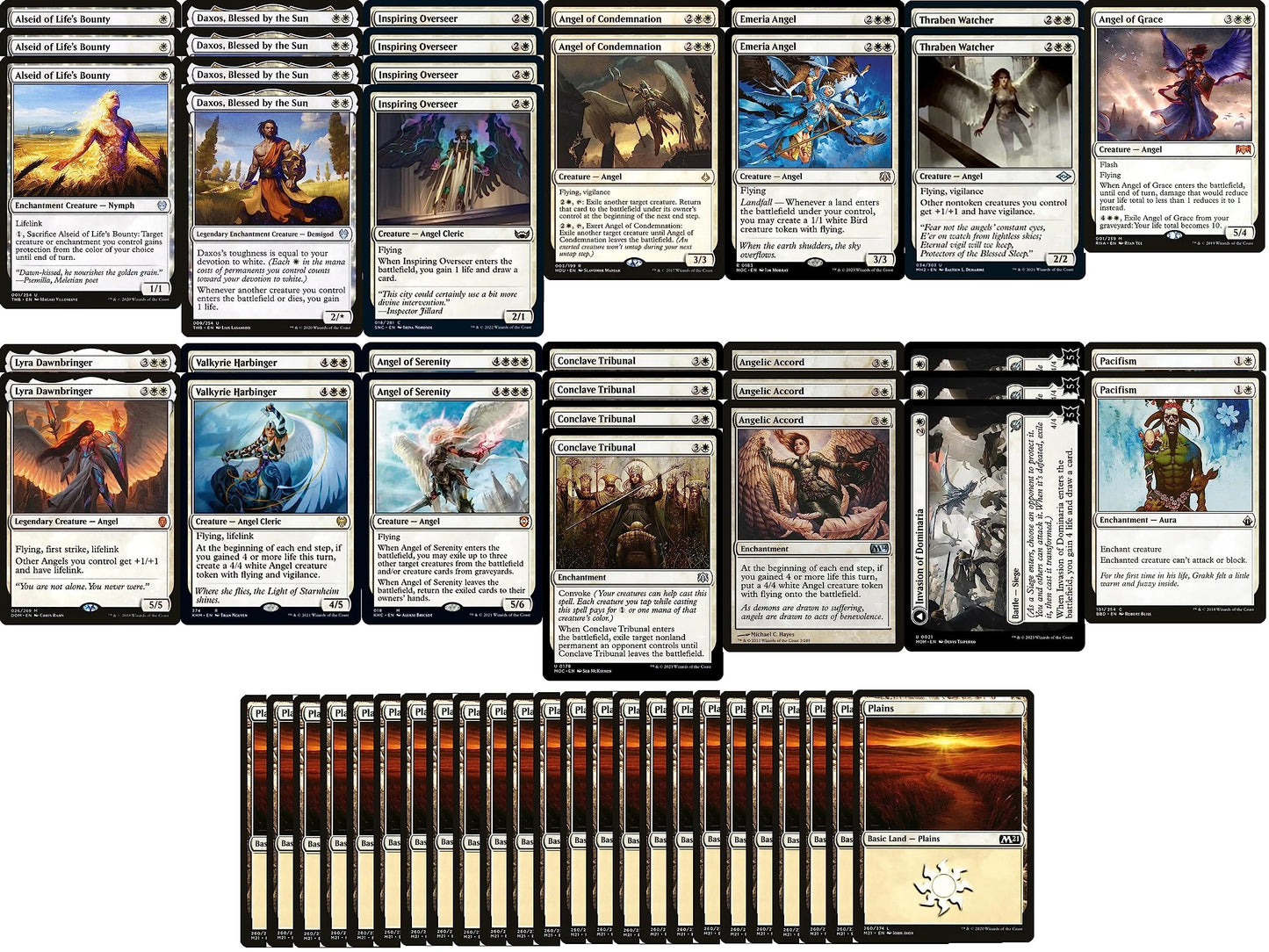 MTG Decks & More Elite Angel Deck - Mono White - Powerful Custom Built - 60 Card MTG - Modern Legal - Cardstock