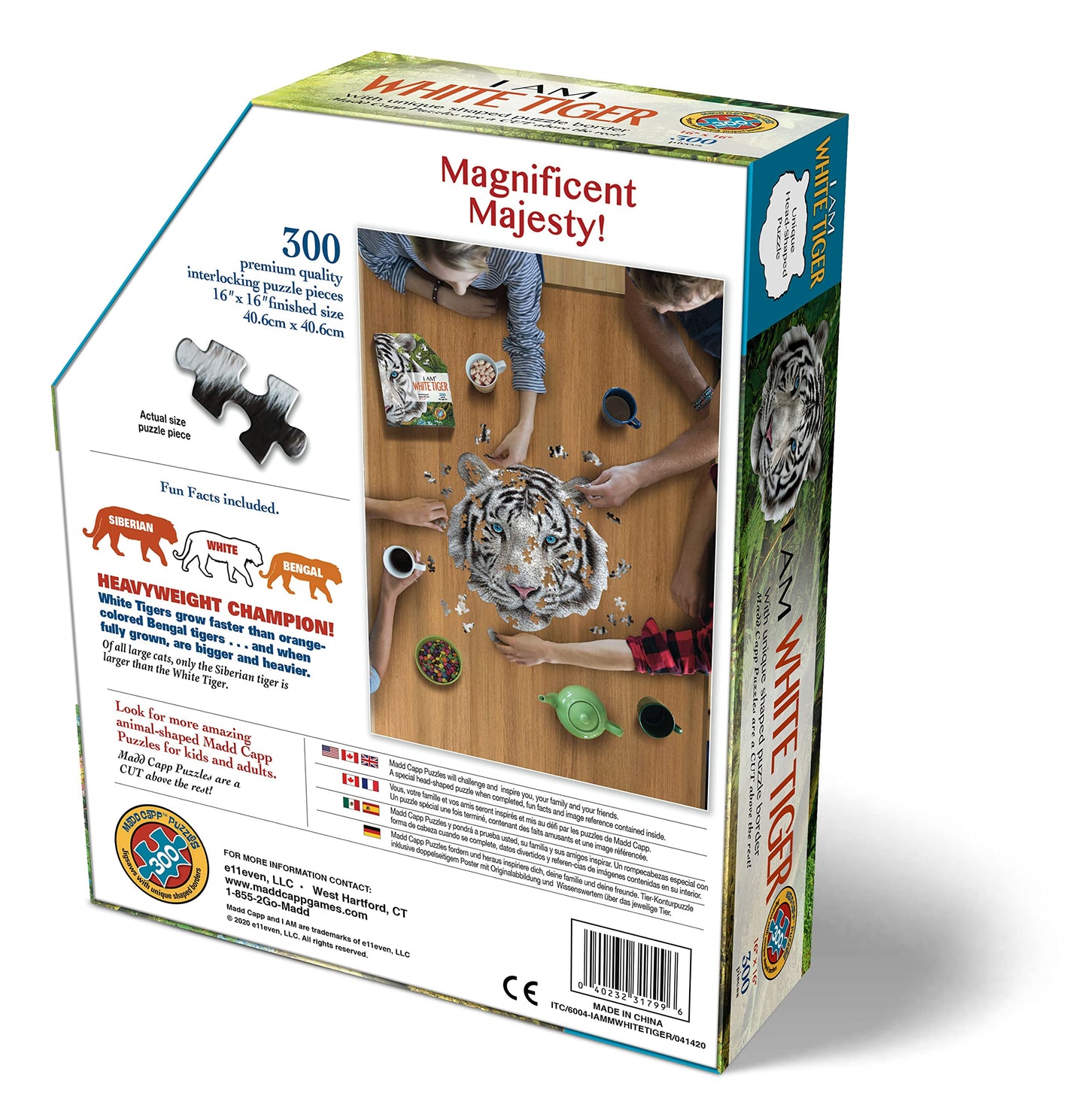 Madd Capp Puzzles - I Am White Tiger - 300 Pieces - Animal Shaped Jigsaw Puzzle