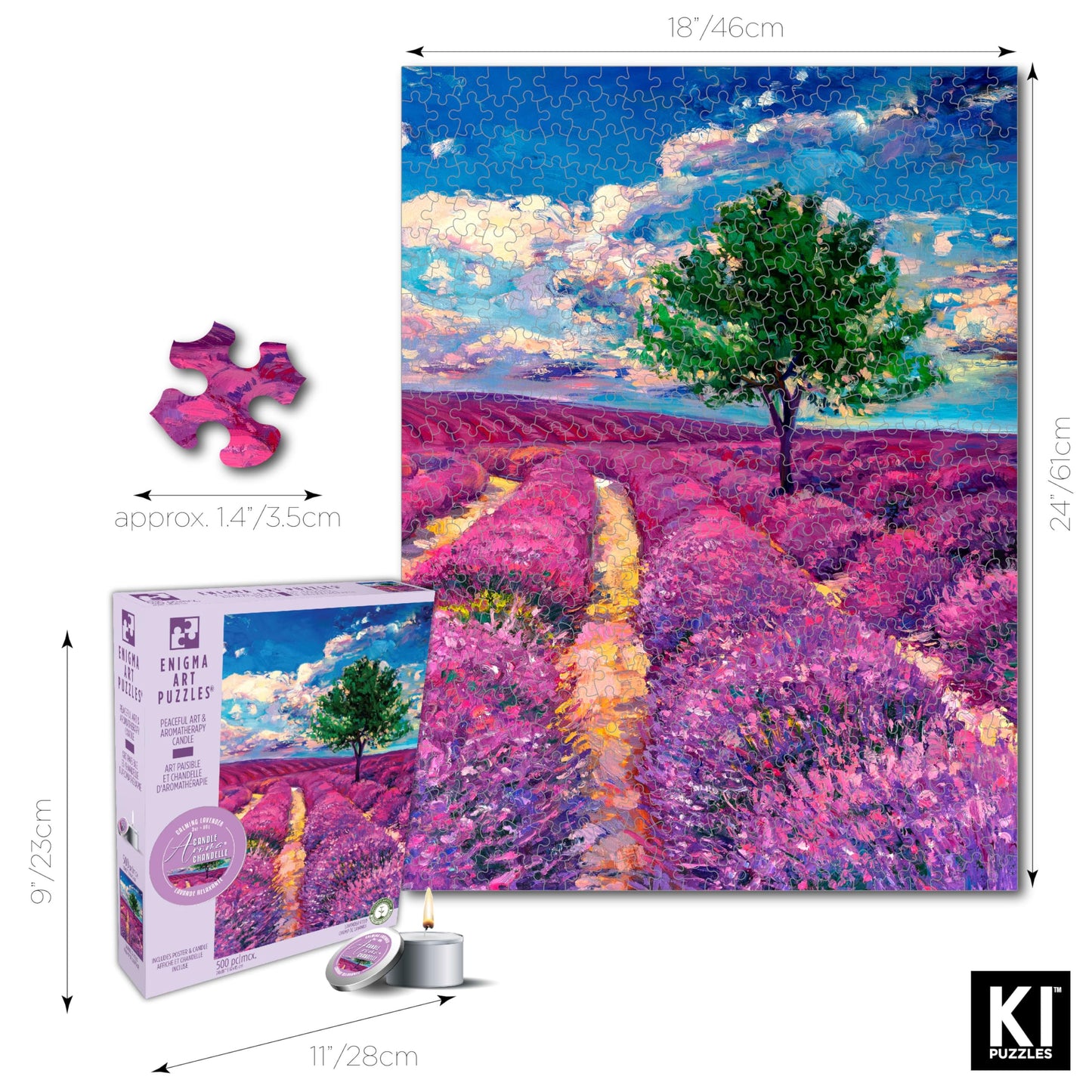 Ki Puzzles 500 Piece Puzzle For Adults Aromatherapy Lavender Jigsaw With Scented Candle From Playview Brands