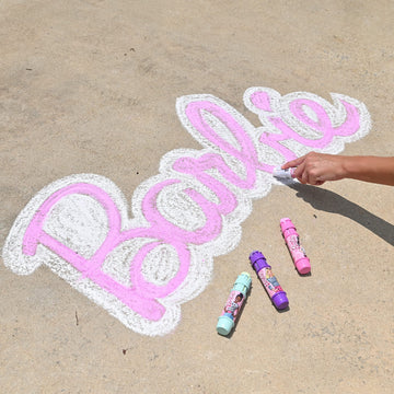 Sunny Days Entertainment Barbie Jumbo Chalk Holders - 5 Colorful Plastic Chalk Sticks for Kids - Pink, Yellow, Blue, Purple