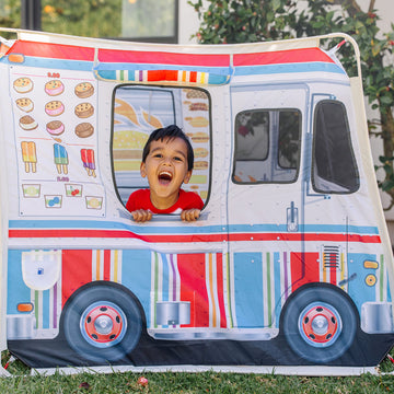 Melissa & Doug Fabric Double-Sided Food Truck Play Tent - Ice Cream And Bbq Role Play Toy Food Truck Tent, For Kids Ages 3+