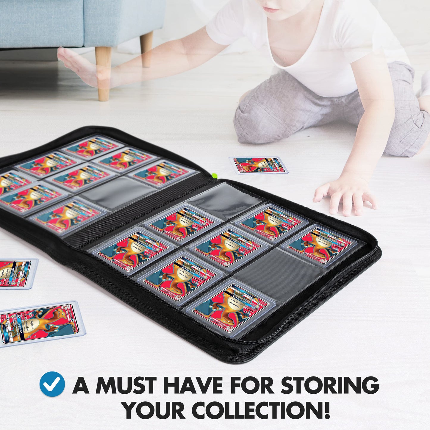 FunGuys Toploader Binder Trading Card Binder Storage 252 9 Pocket Top Loader Binder Collection Album for Yugioh MTG TCG Card Folders for Trading Cards