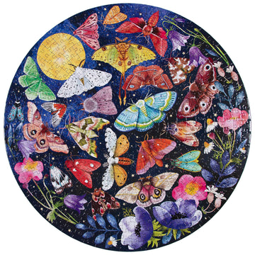 eeBoo Piece and Love Moths 500 Piece Round mature-themed Jigsaw Puzzle/Ages 14+ (PZFMOT)
