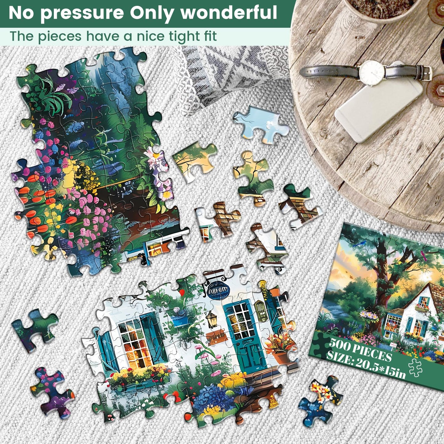 500 Pieces Jigsaw Puzzles For Adults-Garden Patio Puzzle For Adults Children Elderly-Recycled Paper Puzzle 500 Pieces-Glossy, St