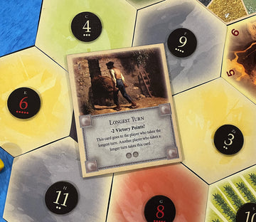 Tabletop Monthly Longest Turn Card for Catan 5th Edition, Seafarers & Expansions - Chipboard Material