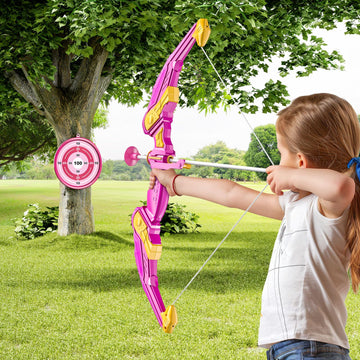 Niplooow Kids Bow And Arrow Set, Led Light Up Archery Toy Set With 10 Suction Cup Arrows,Target & Arrow Quiver, Bow And Arrows S