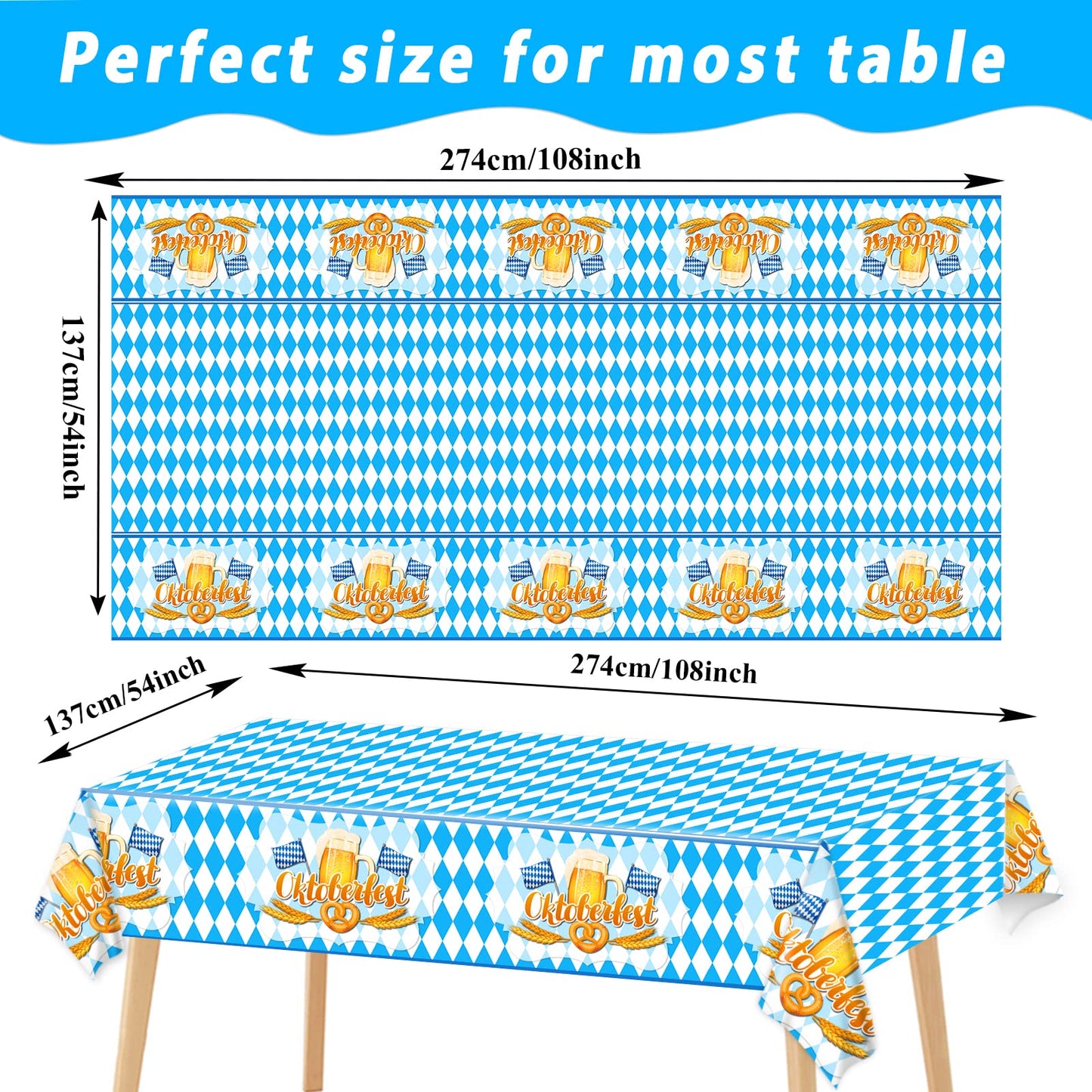 3 Pieces Oktoberfest Tablecloths Oktoberfest Party Supplies Oktoberfest Plastic Table Cover For Oktoberfest Party Favors Supplies Decoration