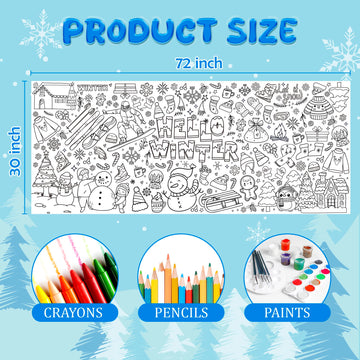 Ohome Winter Giant Coloring Poster/Tablecloth-Winter Decorations - 30 X 72 Inches Jumbo Coloring Banner Kids Crafts Gifts Activi