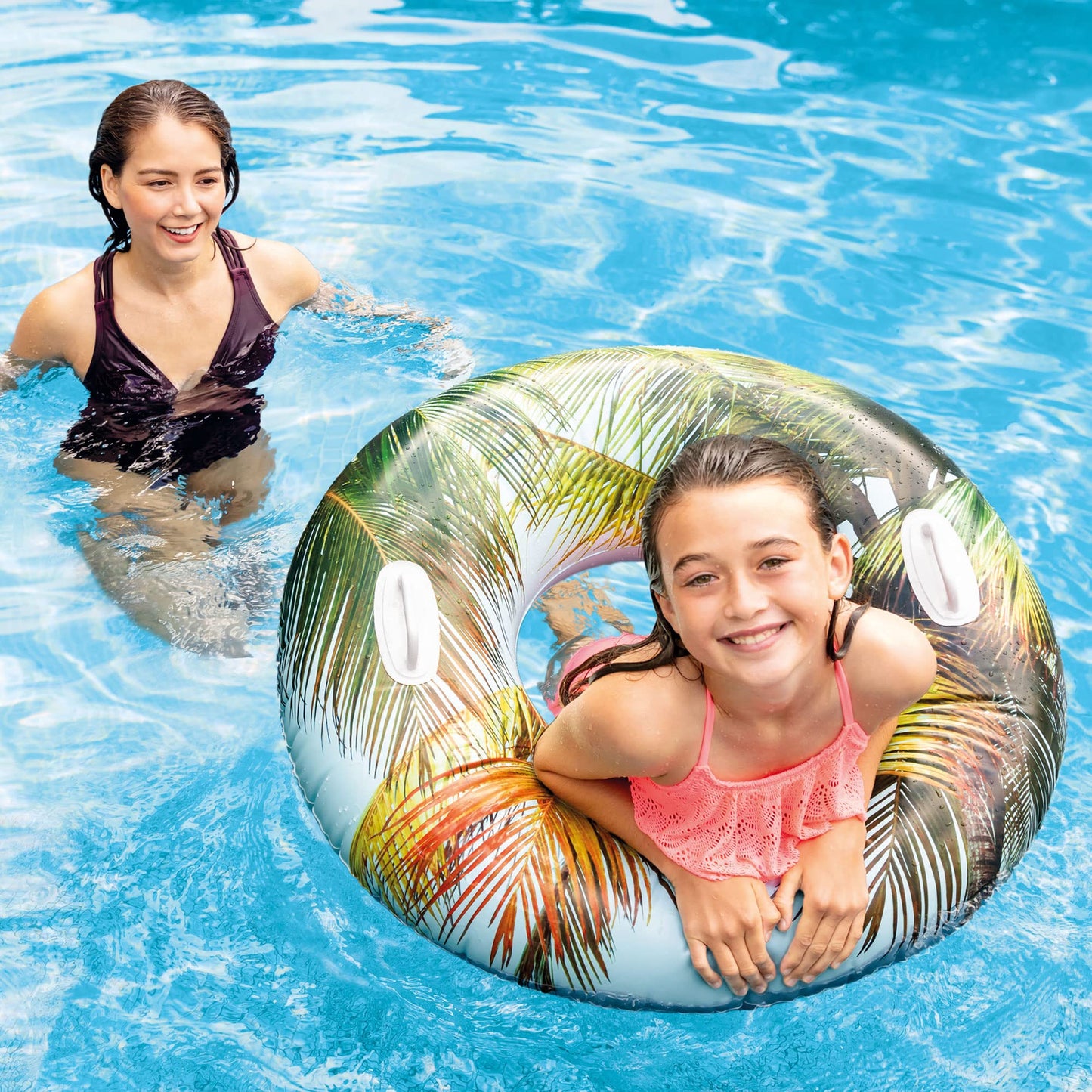 Intex 58263Ep Groovy Color Inflatable Tropical Flower Transparent Tube Raft