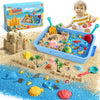 FRUSE Ocean Sensory Bin,Play Sand Art Kit with 2.2lbs Play Sand,12 Sea Animal Toys,Sand Molds,Role Play Beach Toy Sandbox Toys f