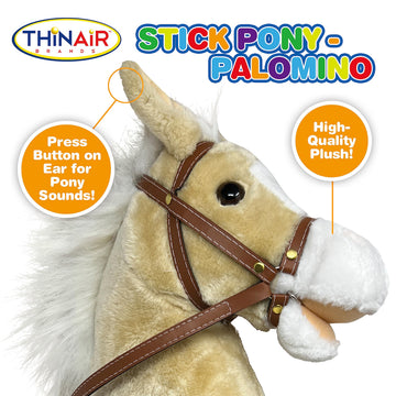 Nature Bound Stick Horse | Plush Handcrafted Hobby Horse Provides Fun Pretend Play For Toddlers & Preschoolers | Handsewn Head, Sturdy Wood Stick, Plus Neighing & Clip-Clop Sounds