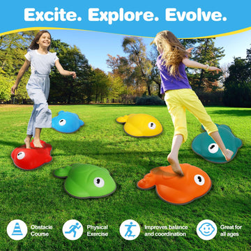 Terramus Goldfish Balance Stepping Stones For Kids, 6Pc Non-Slip Jumping Steps Stones, Toddler Obstacle Course Game Promote Coor