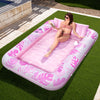 Sloosh Inflatable Tanning Pool Lounger Float, 85' X 57' Extra Large Pool Floats Adult With Pillow, 4 In 1 Suntan Tub Raft Floatie,Sunbathing Bed Lounge For Water Blow Up Ball Pit, Xl-Blushing Pink