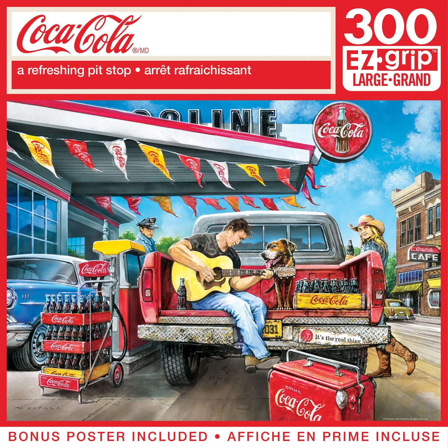 MasterPieces Coca-Cola Jigsaw Puzzle - 300 Piece EZ Grip - A Refreshing Pit Stop - 18x24 - mature-themed Puzzle - Coca-Cola Puzzles for mature-themeds