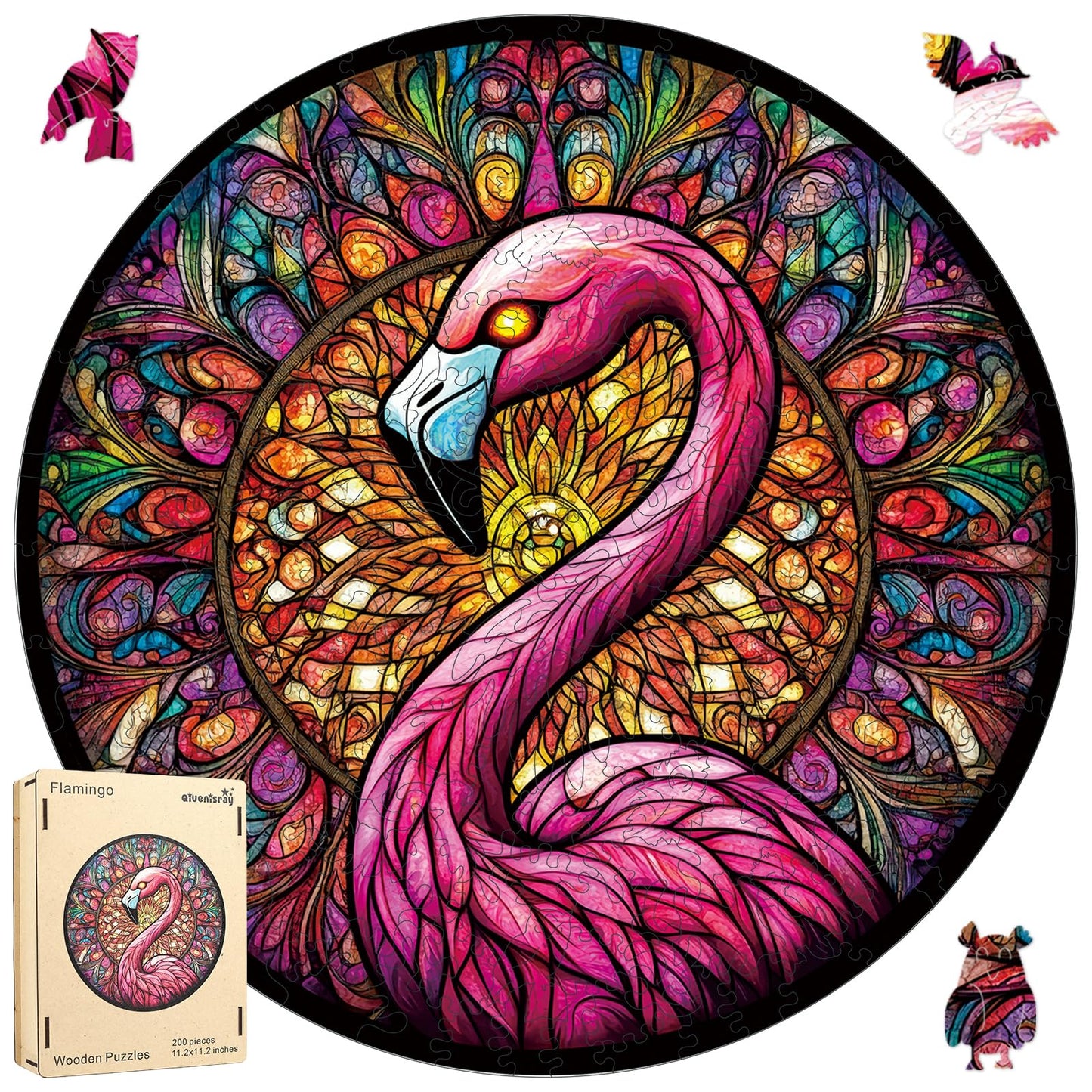 Qiuenisray Wooden Puzzles For Adults, Flamingo Jigsaw Puzzles, Unique Shape Adult Puzzles, Irregular Christmas Thanksgiving Gift