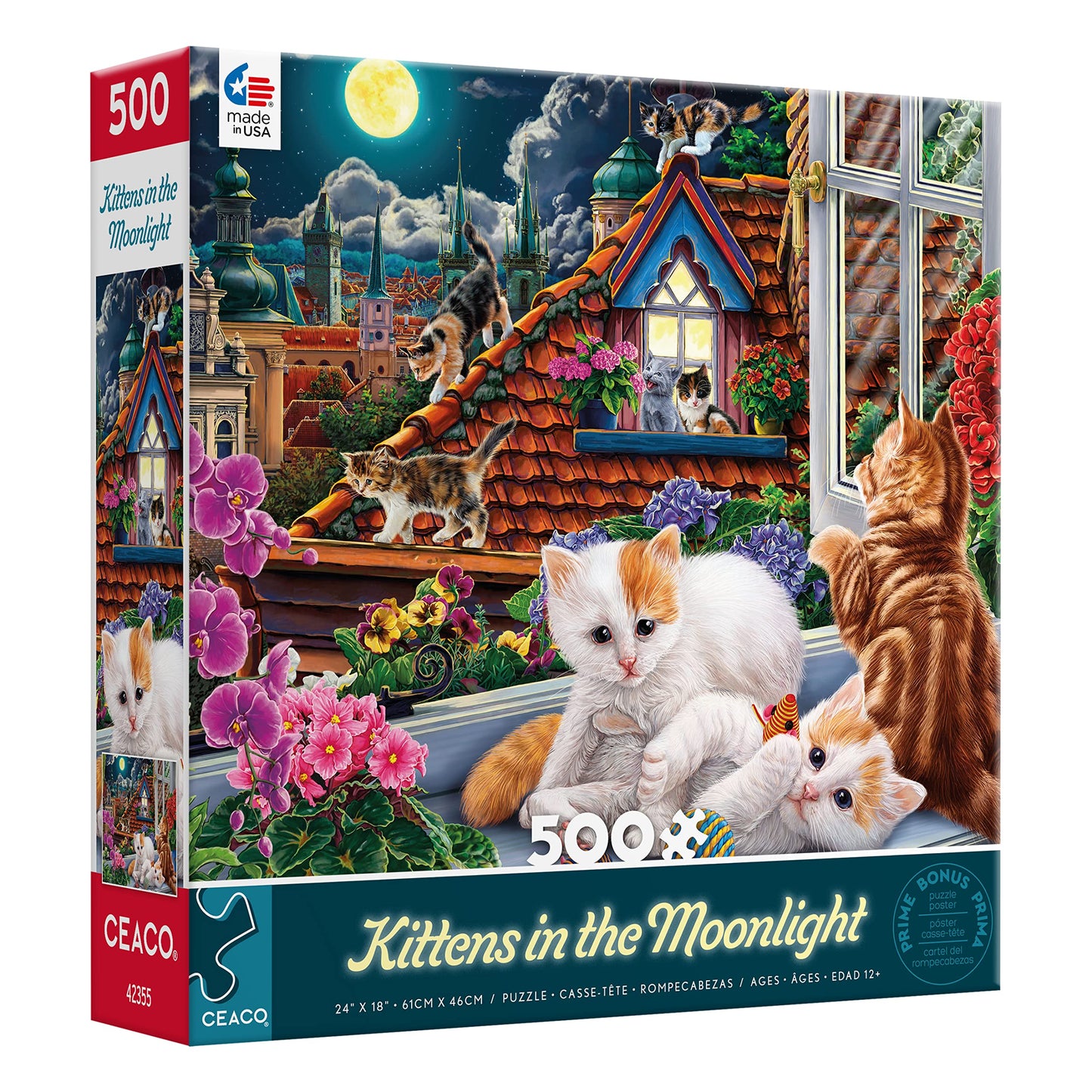 Ceaco - Harmony - Image World - Kittens In The Moonlight - 500 Piece Jigsaw Puzzle