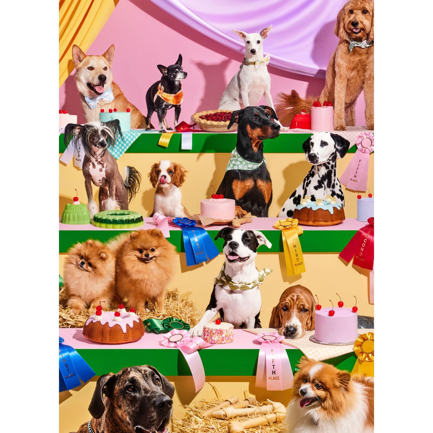 Piecework Top Dog 1000 Piece Puzzle For Adults, Challenging Jigsaw With Dogs And Baked Desserts Imagery, Soft-Touch Puzzle Gift