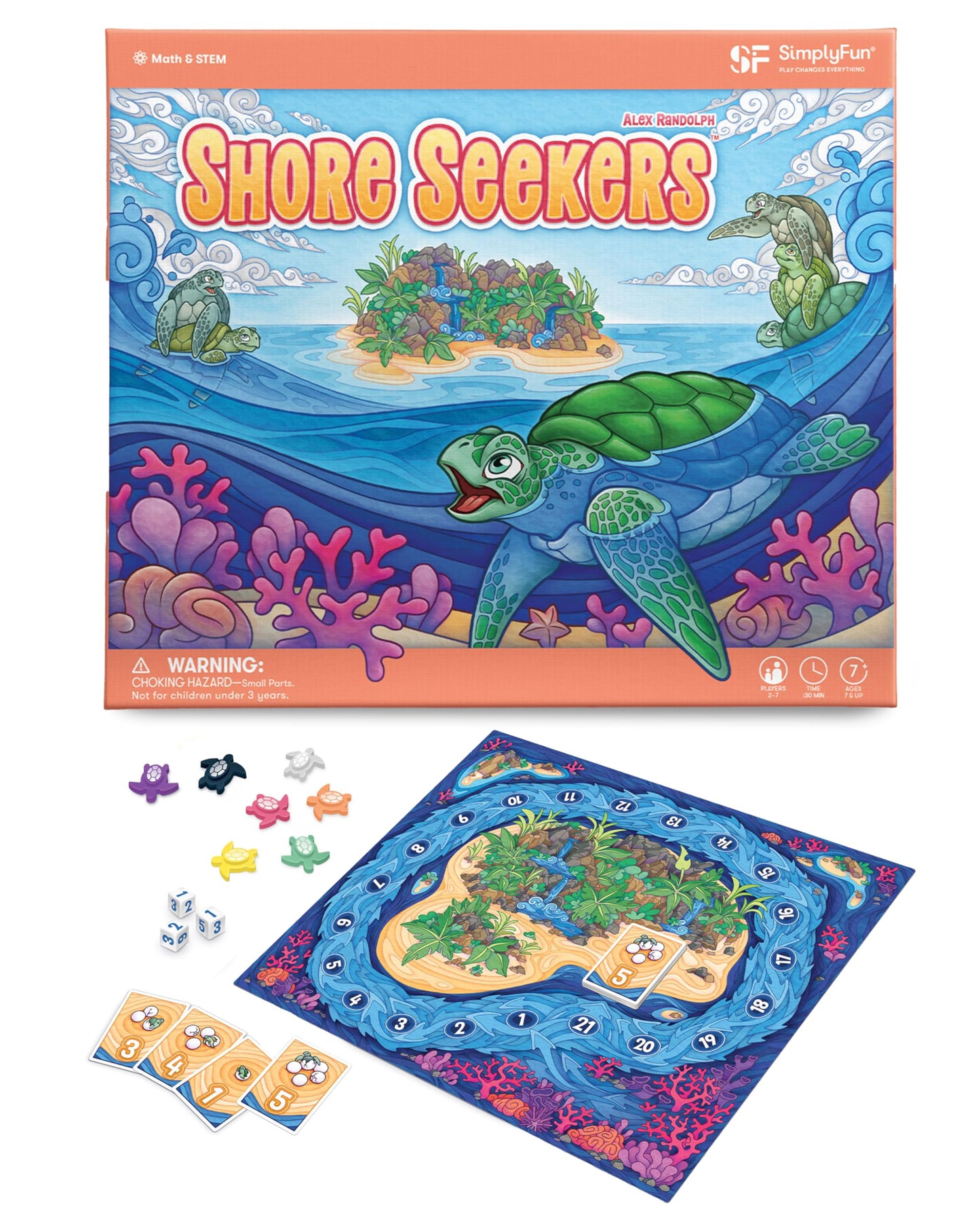 Simplyfun Shore Seekers - A Fun And Interactive Math Board Game For Kids - Practice Addition And Multiplication Skills - Math Ga