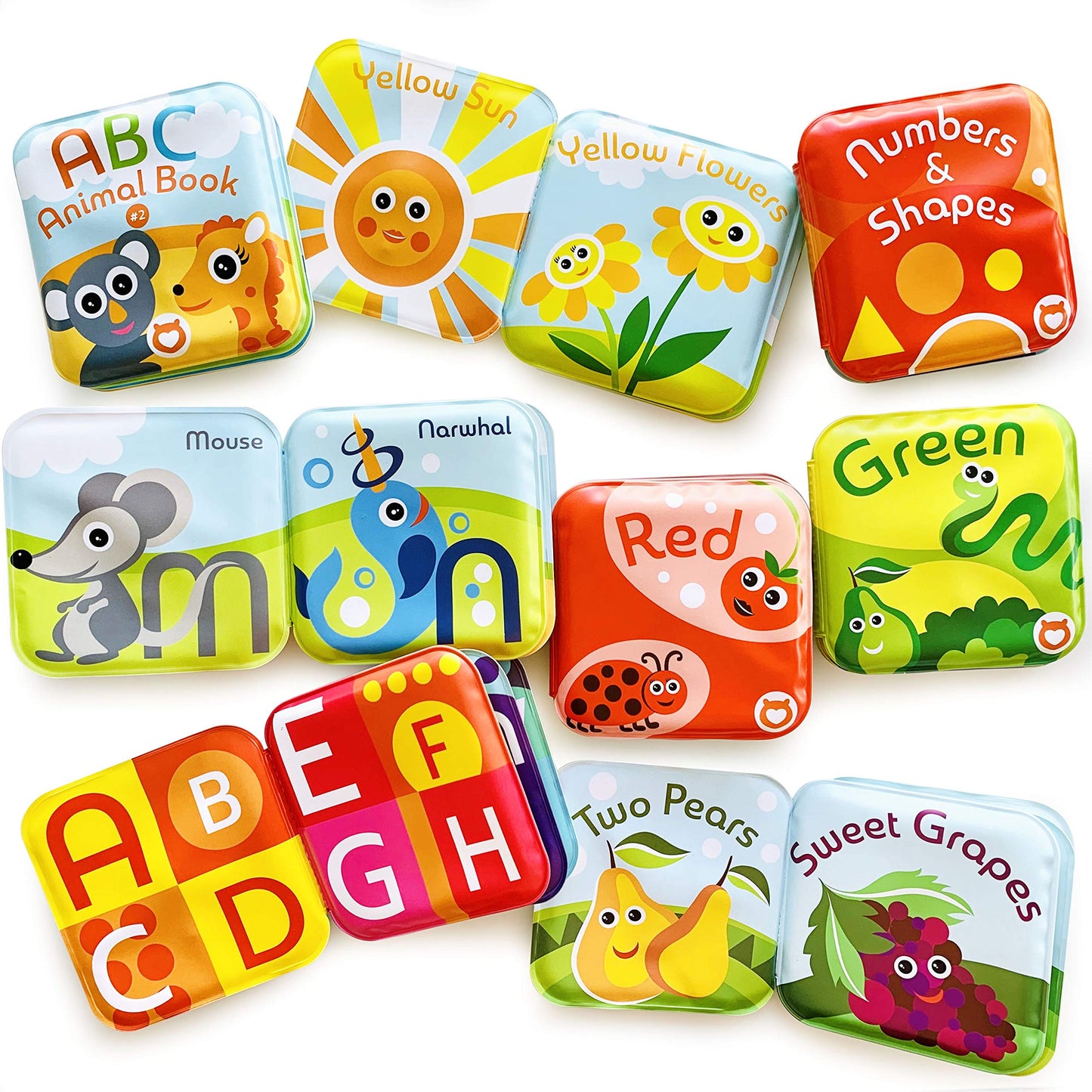 Baby Bath Books Mega Set (Pack Of 13 Books) - Educational Waterproof Baby Bathtime Plastic Books For Bath Tub With Animals, Colors, Numbers And Abc Letters - Learning Toy Books For Babies And Toddlers