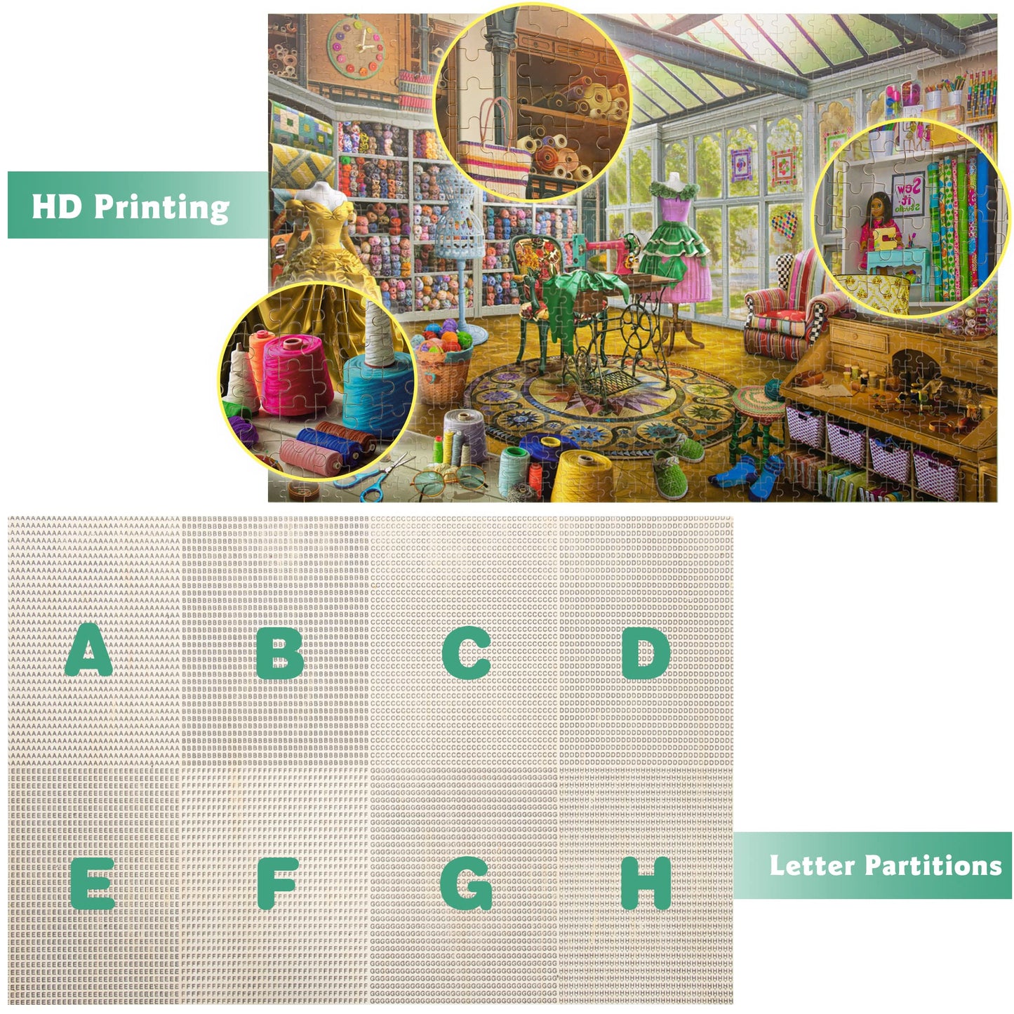 Lavievert Wooden Jigsaw Puzzle 1000 Piece Puzzle For Adults And Kids - Sewing Room