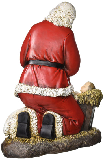 Roman Joseph'S Studio 24' H Slim Profile Santa Kneeling With Baby Jesus And Lamb, Tabletop Christmas Decoration