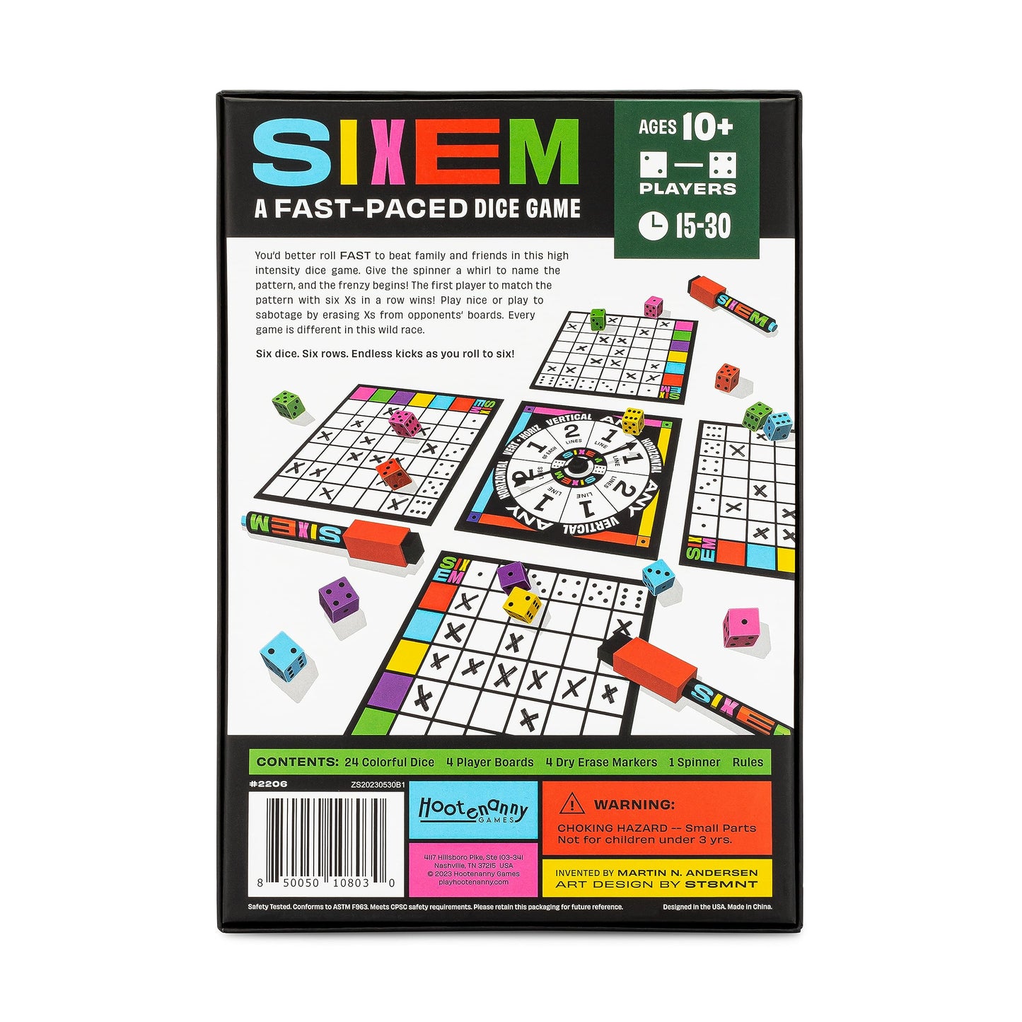 Hootenanny Games Sixem Dice Game | Speed, Strategy & Sabotage For Game Night | Perfect For Family Games | 2-4 Players, Ages 10+