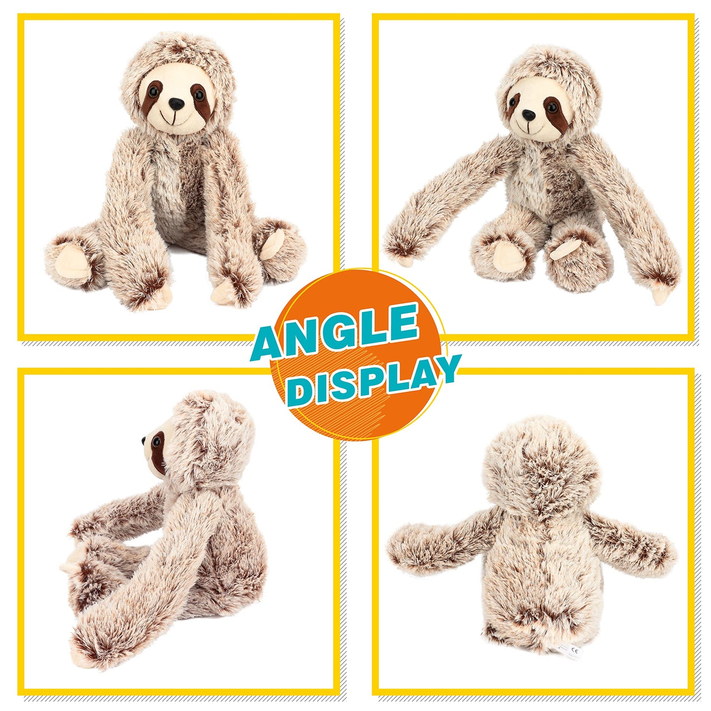 Easfan 17'' Sloth Stuffed Animal Realistic Cute Plush Toy Soft Tree Sloth Plushie Stuff Adorable Birthday For Kids Boys Girls, B