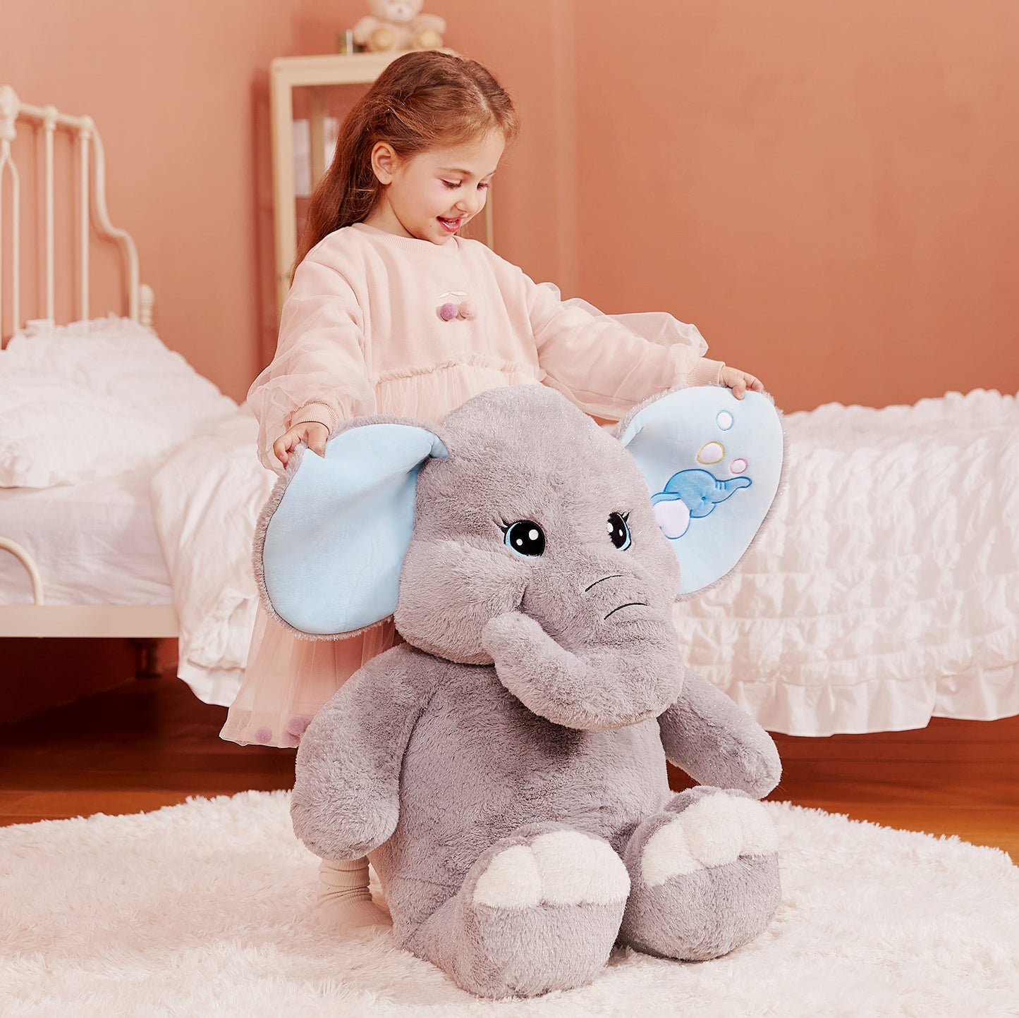 Ikasa Giant Elephant Stuffed Animal Plush Toy,Large 30' Cute Jumbo Soft Toys,Huge Big Size Fluffy Plushy Fat Oversized Plushie,Gifts For Kids