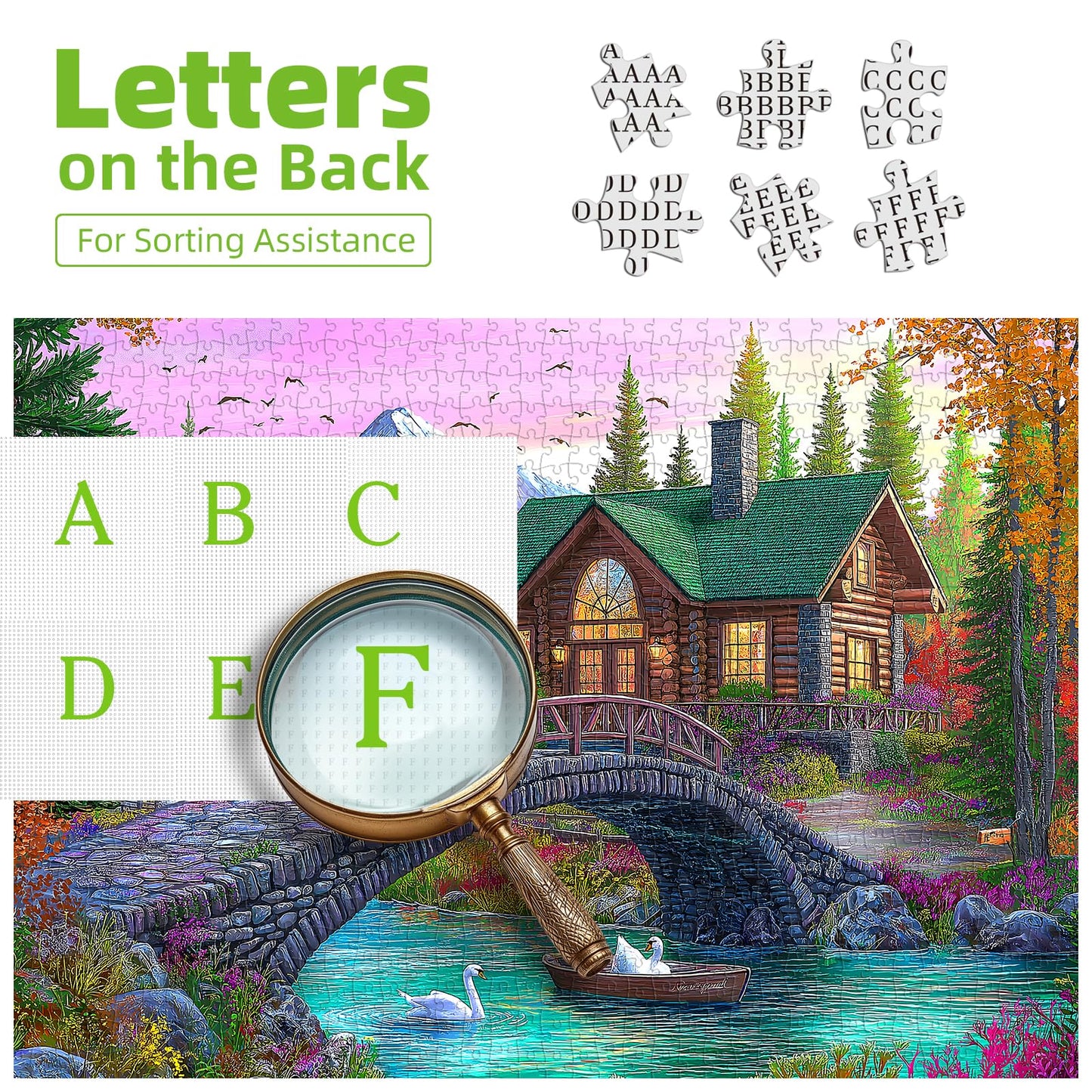 Blueforest Serene Stone Bridge Cottage 1000 Piece Puzzle - Challenging Landscape Jigsaw for Adults, Perfect Game Night & Gift