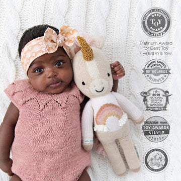 Cuddle + Kind Zara The Unicorn Regular 20'' Hand-Knit Doll - 1 Doll = 10 Meals, Fair Trade, Heirloom Quality, Handcrafted In Per