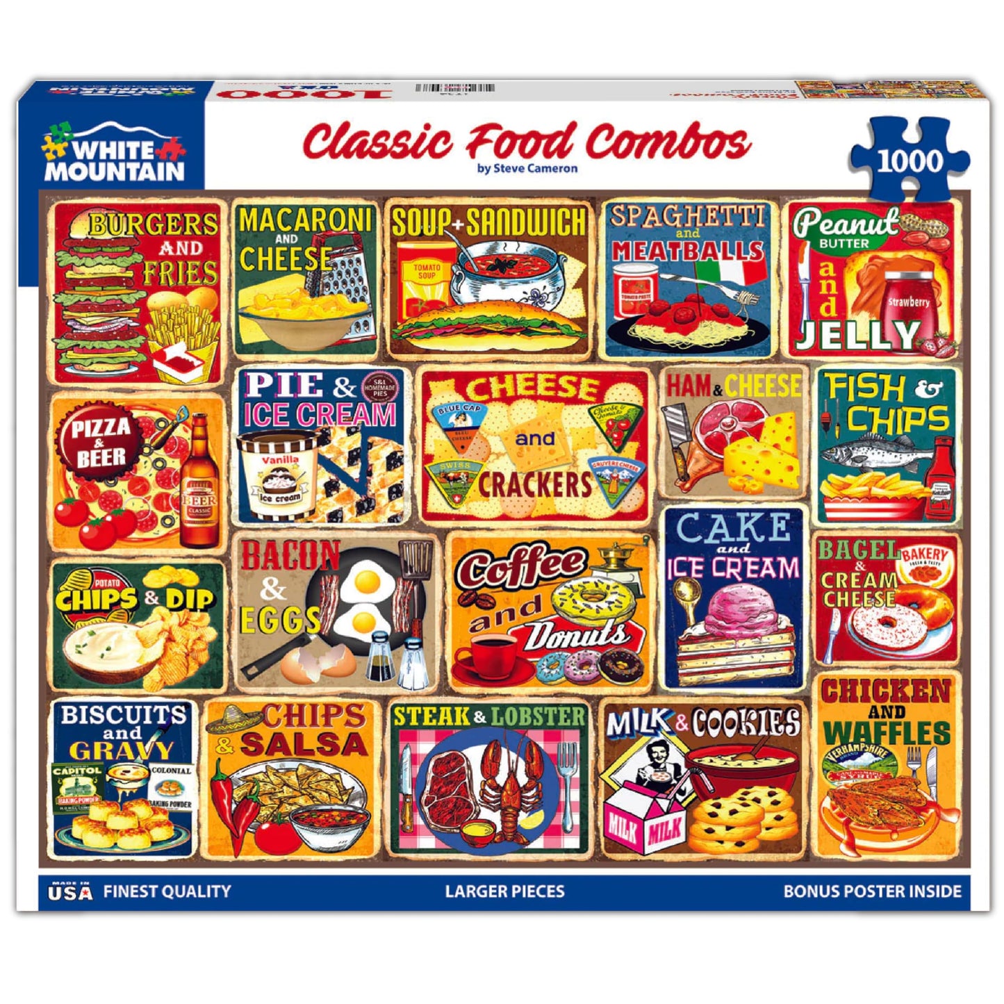 White Mountain Puzzles - Classic Food Combos - 1000 Piece Jigsaw Puzzle