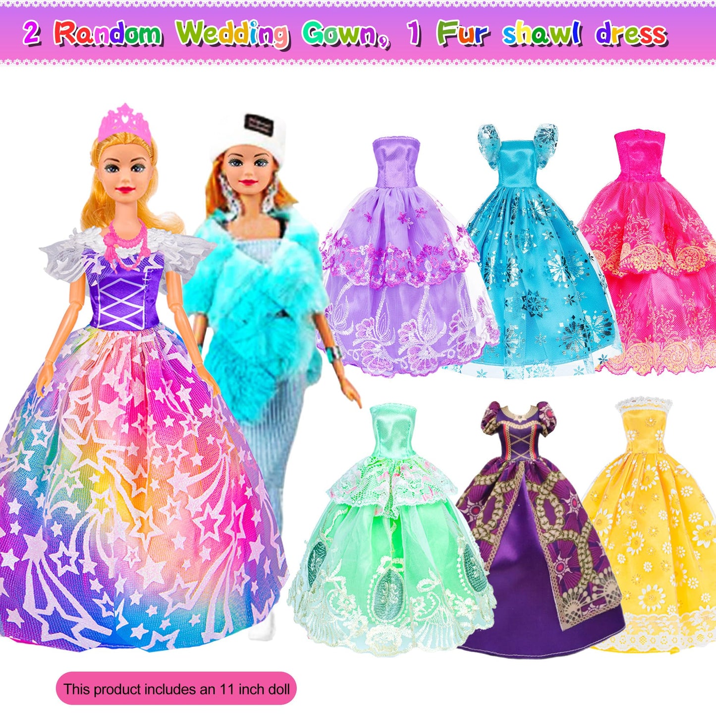 Ebuddy Doll And Accessories Doll Closet Playset With 106 Pcs Doll Clothes And Accessories For Girls 6-12 Including One Doll, Closet, Stylish Blue Set, Luggage, Shoe Rack, Wedding Gowns