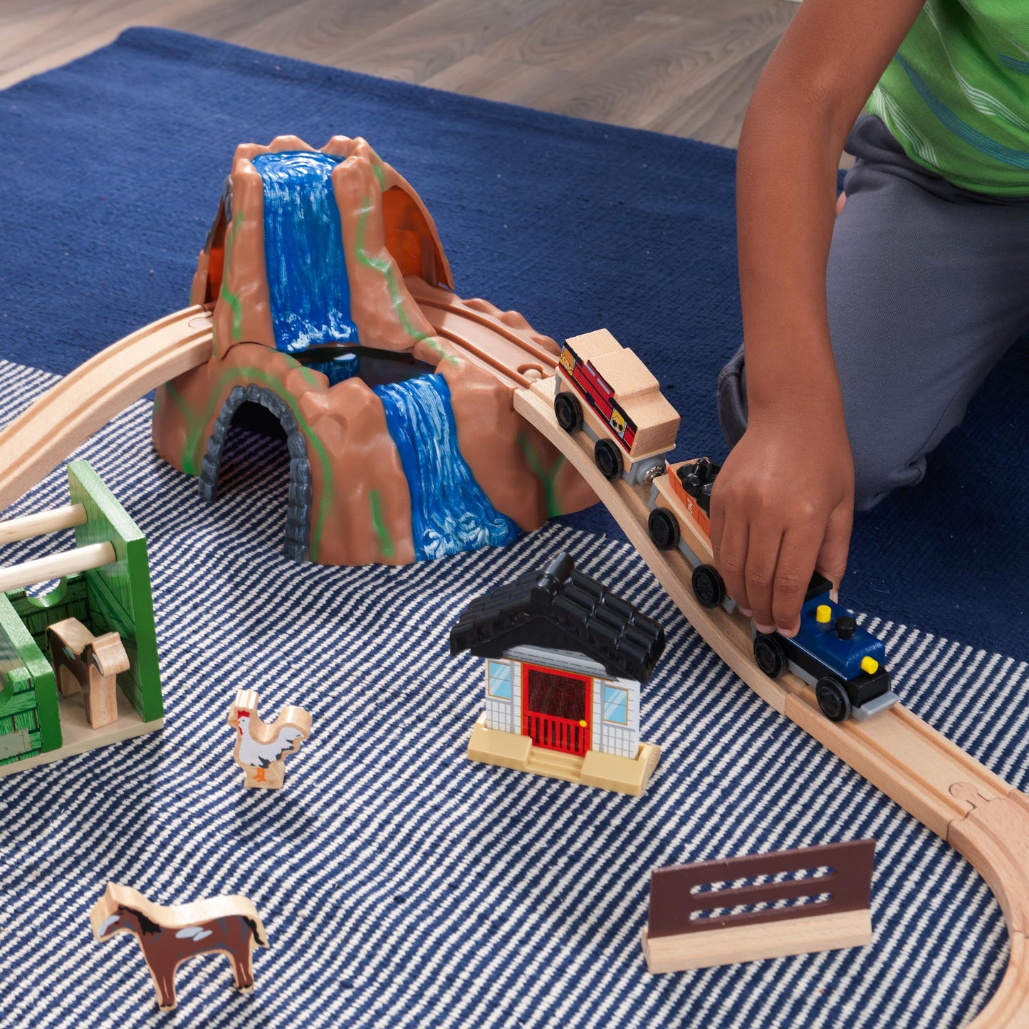 Kidkraft Wooden Rural Farm Train Set With 75 Pieces, Children'S Toy Vehicle Playset, Gift For Ages 3+