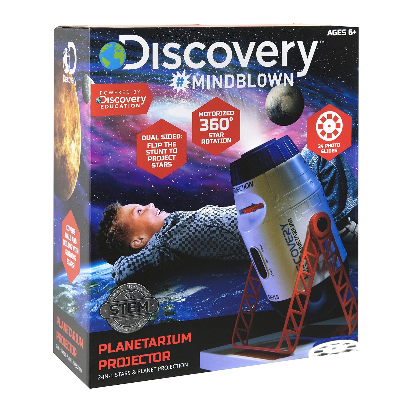Discovery 1423000801 Mindblown 1423000801-Planetarium Projector-2-In-1 Space Projector With Stars And Planets-For Children From